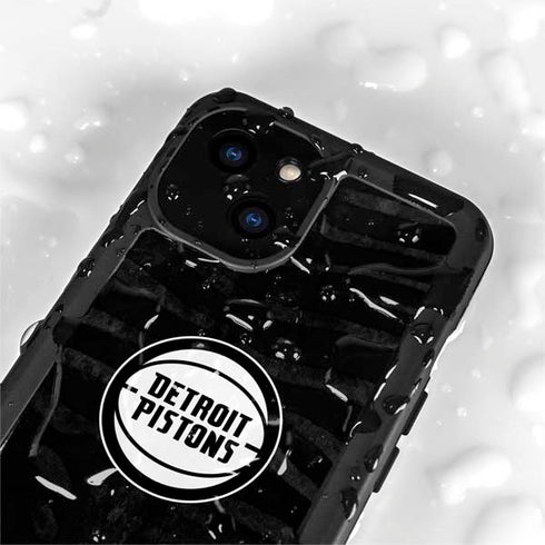 NBA Detroit Pistons Black Animal Print iPhone 15 Plus Waterproof Case